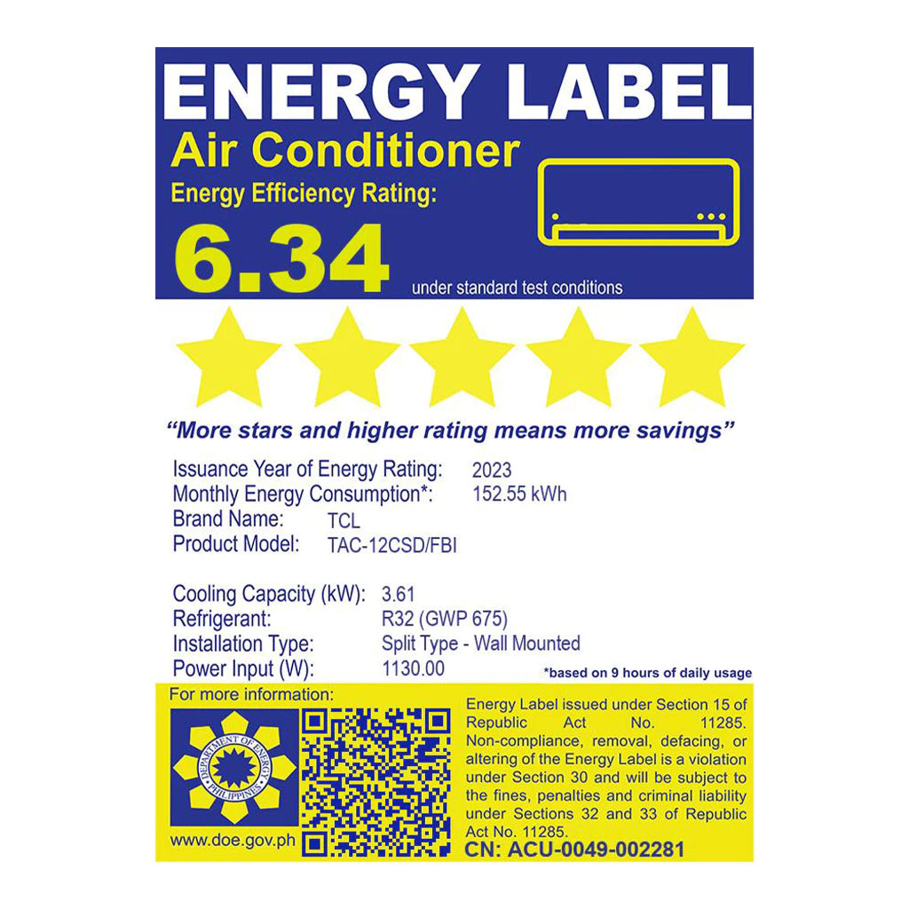 TCL FBI Series Split-type Aircon Fresh Air Inverter Energy Saving Air Conditioner