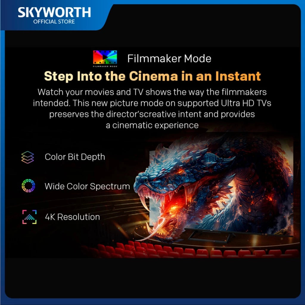 Skyworth 43/55/65 Inch 4K UHD QLED Google TV - QE63G