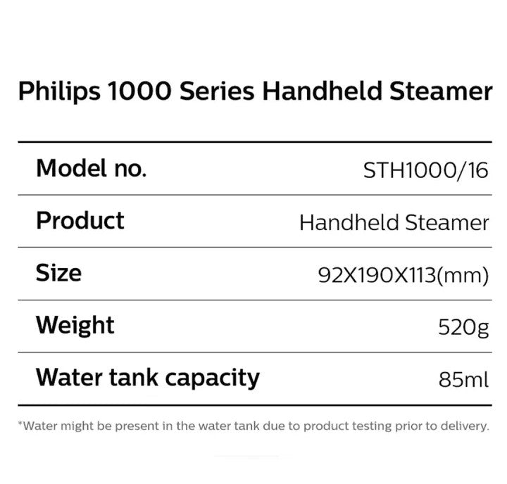 PHILIPS 1000 Series Handheld Garment Steamer STH1000/10 (Lightweight)