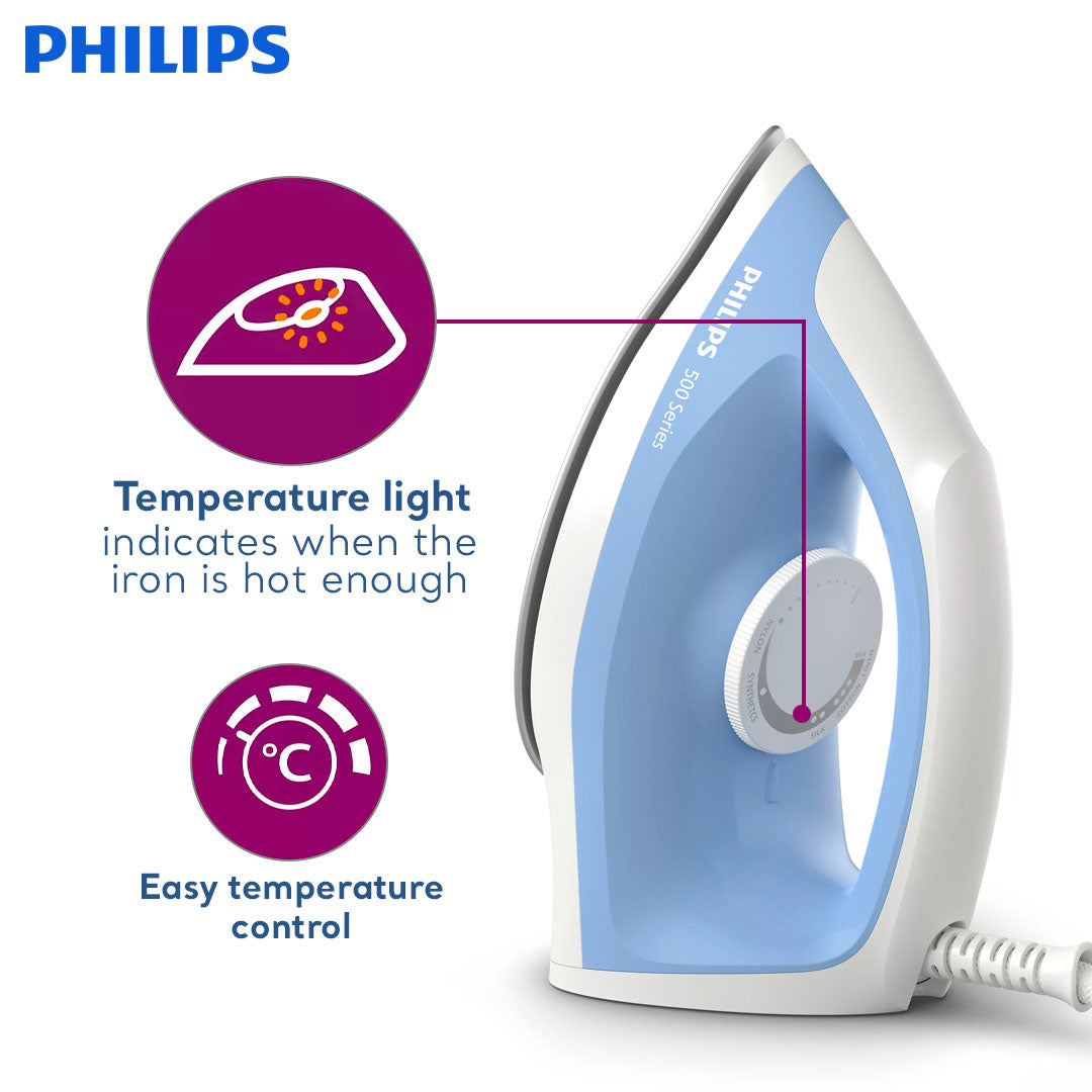 PHILIPS Dry Iron DST0520/20 (Non-Stick Soleplate, Lightweight)