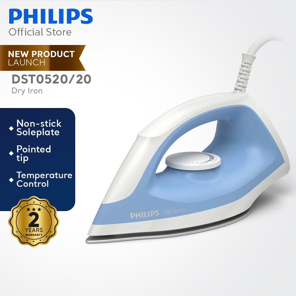 PHILIPS Dry Iron DST0520/20 (Non-Stick Soleplate, Lightweight)