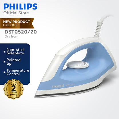 PHILIPS Dry Iron DST0520/20 (Non-Stick Soleplate, Lightweight)