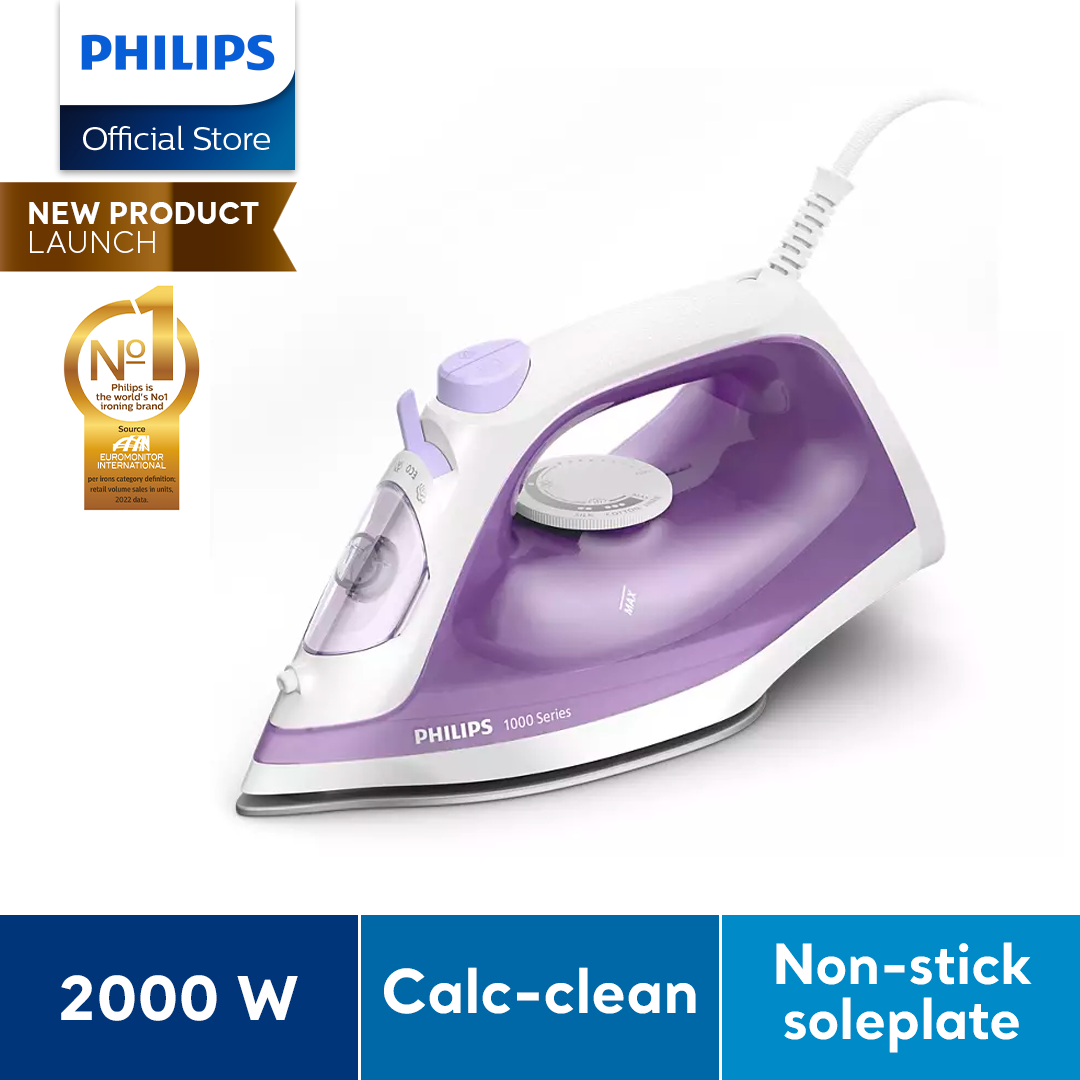 PHILIPS 1000 Series Steam Iron DST1040/30 (2000W, Non Stick Soleplate, Calc Clean)