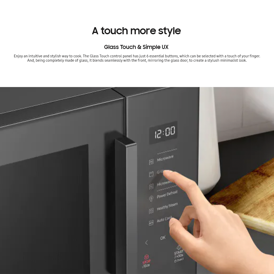 Samsung 23L Bespoke Microwave Oven Solo with Deodorization and Ceramic Inside™ Pure White MS23T5018AW/TC