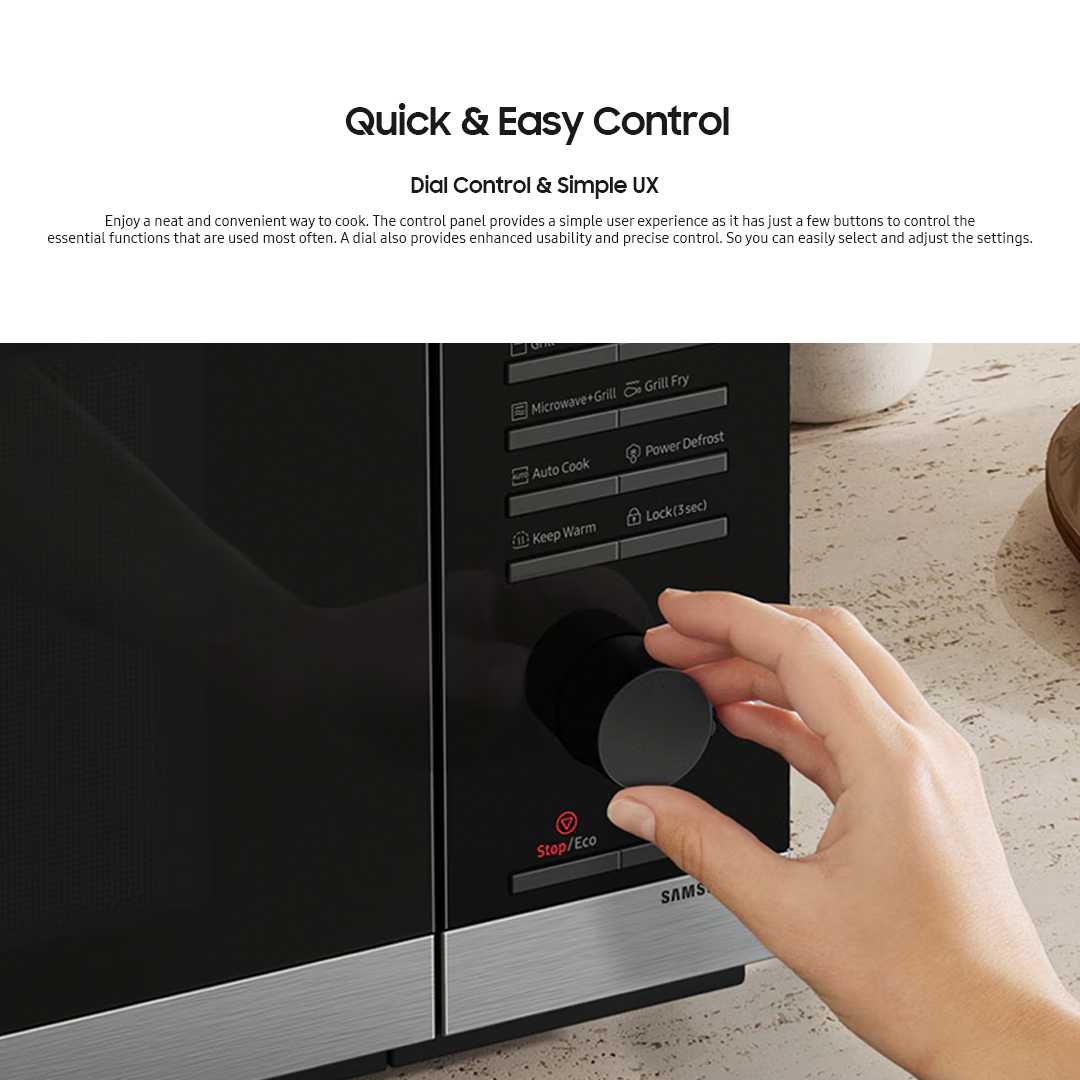 Samsung 32L Solo Microwave Oven Power Defrost Stainless Black MS32DG4504AGTC