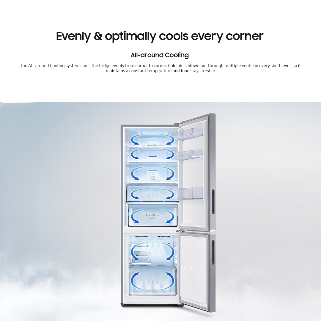 Samsung 10.9 cu.ft. Bottom Mount Freezer No Frost Inverter Refrigerator Power Deodorizer Refined Inox RB30N4020S9/TC