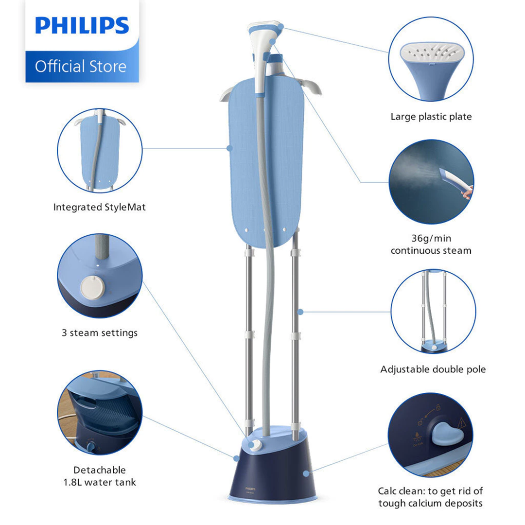 PHILIPS Stand Steamer STE1030/20 (1.8L With Integrated Style Mat)
