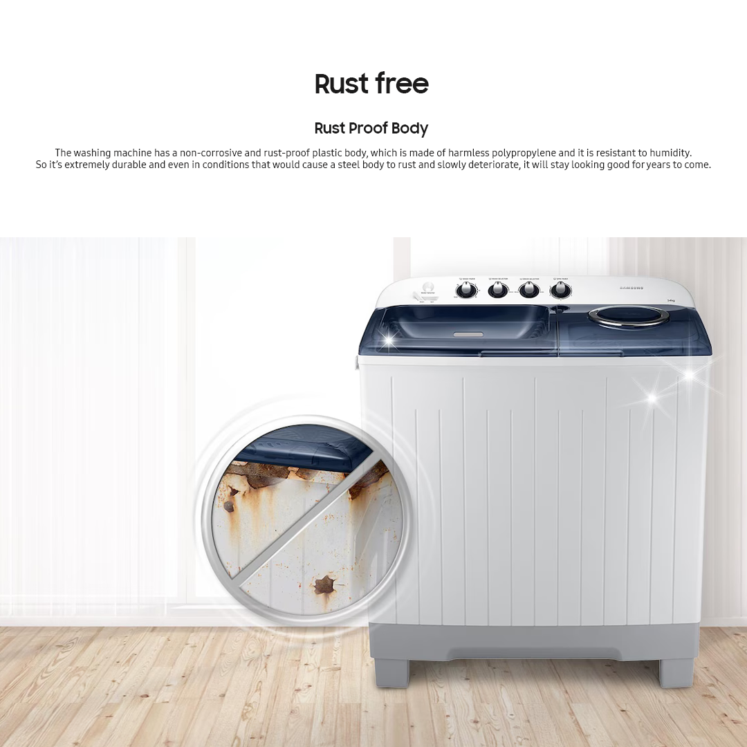 Samsung 12kg Dynamic Pulsator Rust Proof Twin Tub Semi Automatic Washing Machine Light Gray WT12J4200MB/TC