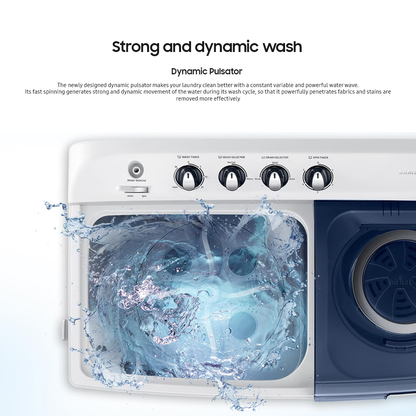 Samsung 12kg Dynamic Pulsator Rust Proof Twin Tub Semi Automatic Washing Machine Light Gray WT12J4200MB/TC