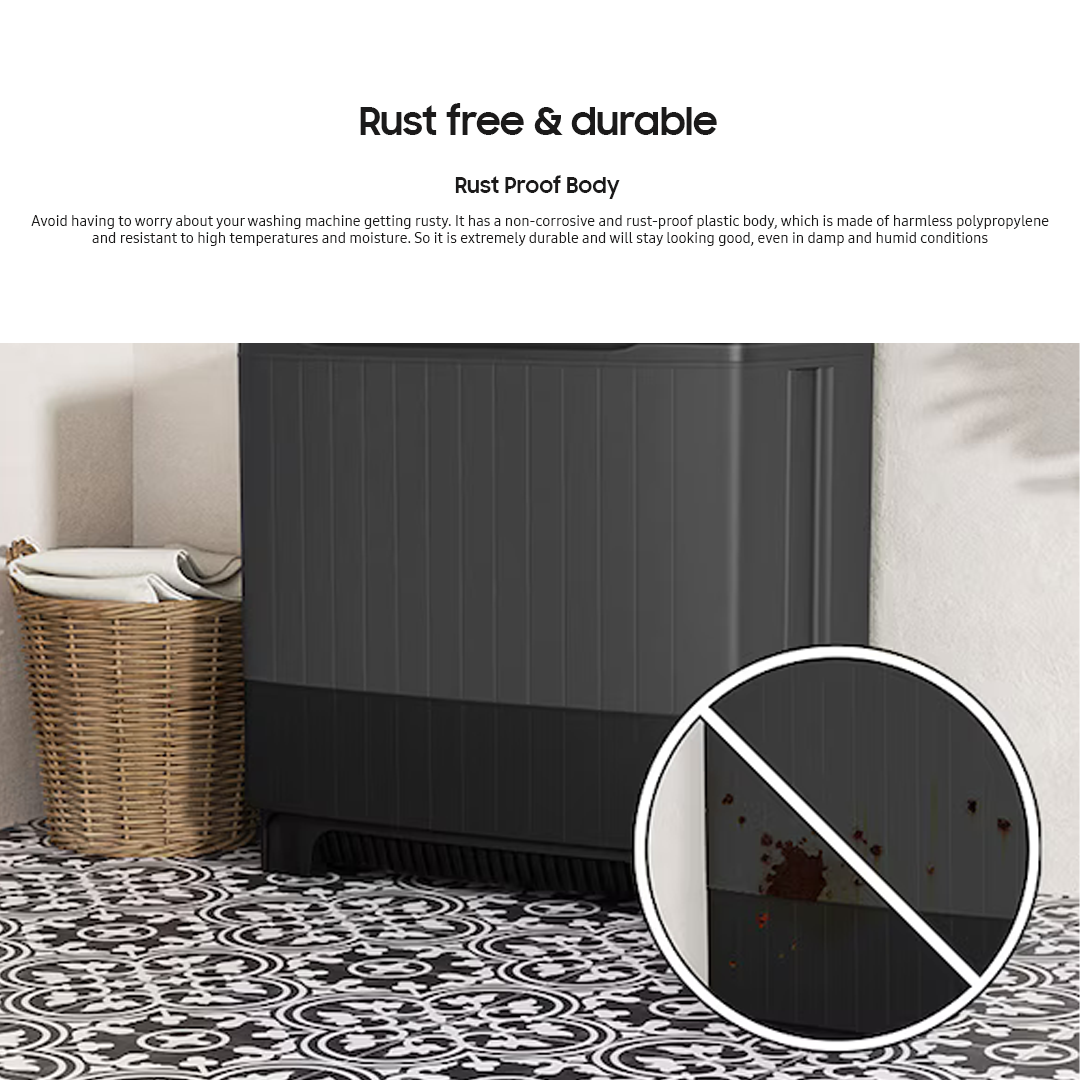 Samsung 16kg Power Storm Twin Tub Washing Machine Black Caviar WT16B5240BA/TC