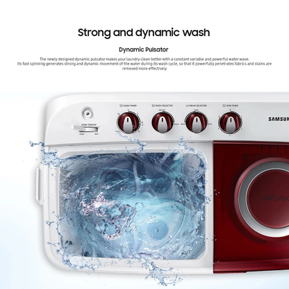 Samsung 8.5kg EZ Wash Tray™ Rust Proof Twin Tub Semi-Automatic Washing Machine Light Gray WT85H3210MG/TC