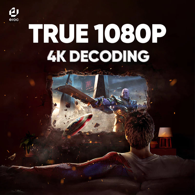 EROC Max Pro Projector (Auto Focus 1080P 4K Decoding)
