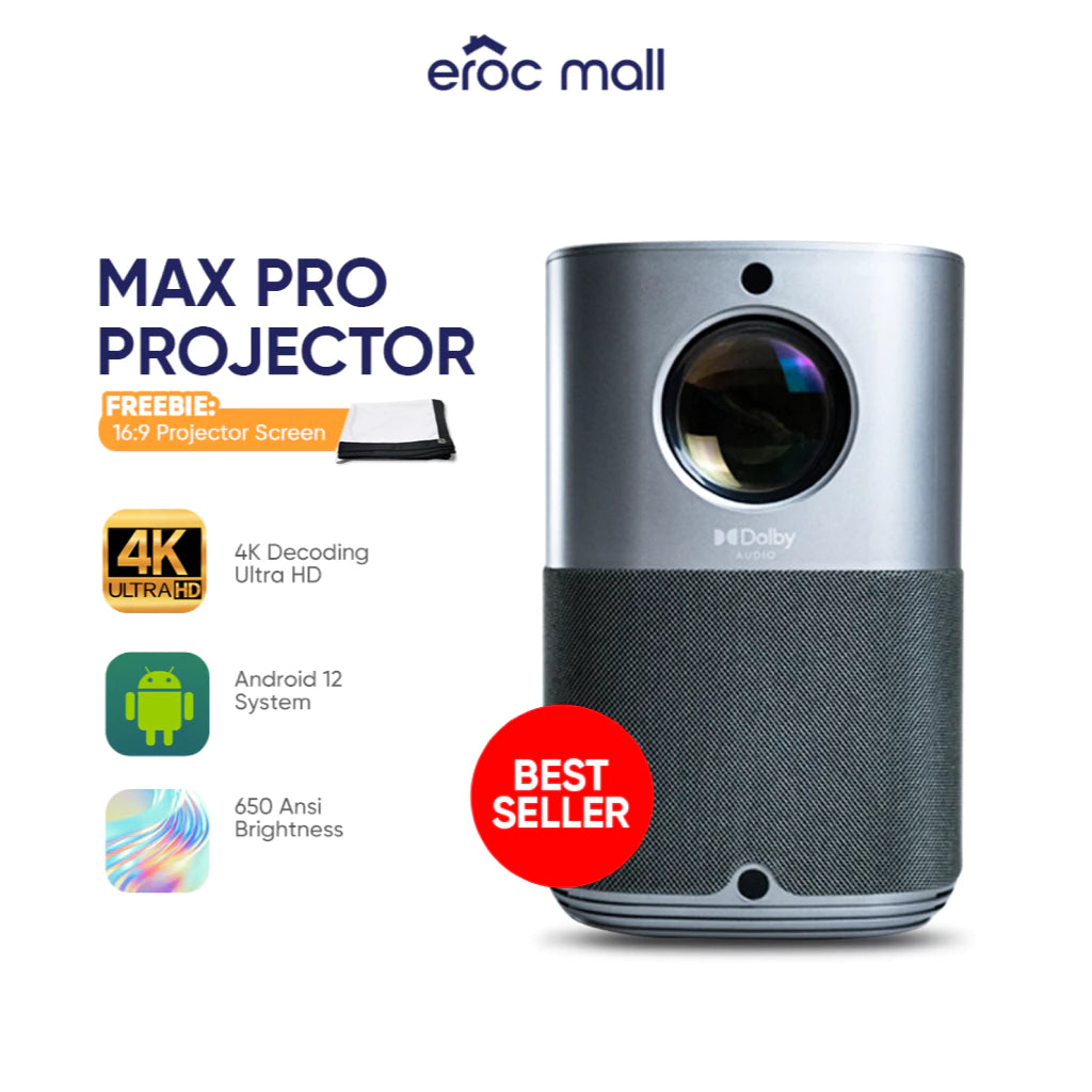 EROC Max Pro Projector (Auto Focus 1080P 4K Decoding)