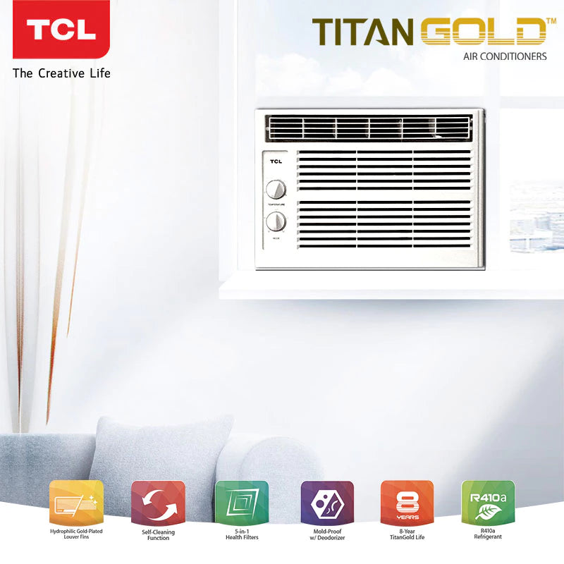 TCL 0.6HP Aircon Window Type Air Conditioner Fast Cooling Auto Protection Easy Clean (TAC-06CWM/F)