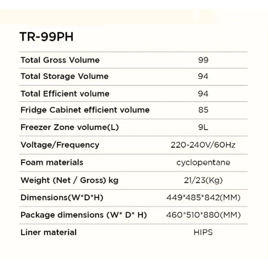 TCL 3.5 cu.ft. Single-Door Refrigerator - TR-99PHB