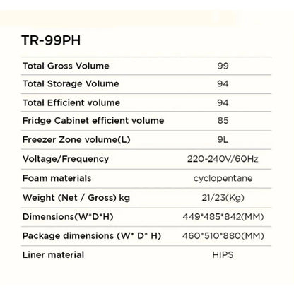 TCL 3.5 cu.ft. Single-Door Refrigerator - TR-99PHB