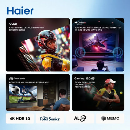 Haier H43S80EUX 43 Inch QLED Google TV (Netflix & Youtube One Touch, Google Playstore, Google Assistant, Google Chromecast Built in, Dolby Digital Decoding, HDR)