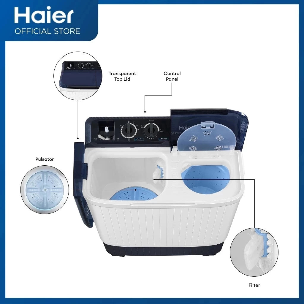 Haier Twin Tub Washing Machine P1217 Soak Wash with Dryer Function