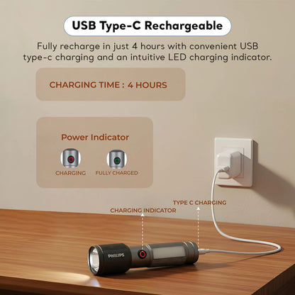 Philips Rechargeable LED Flashlight SFL2153/56