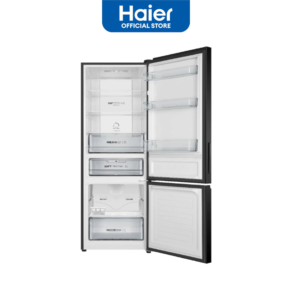 Haier HRF-IVB379VNFB 11.4 cu.ft./324L Magic Cooling No Frost Bottom Freezer Twin Inverter Two Door Refrigerator (Flash Black)
