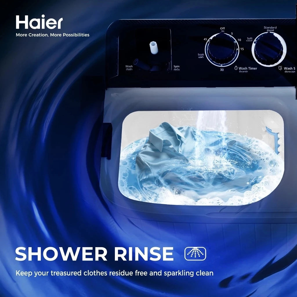 Haier Twin Tub Washing Machine P1217 Soak Wash with Dryer Function