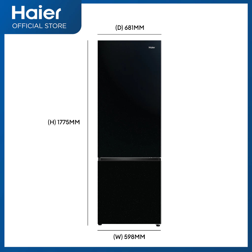 Haier HRF-IVB379VNFB 11.4 cu.ft./324L Magic Cooling No Frost Bottom Freezer Twin Inverter Two Door Refrigerator (Flash Black)