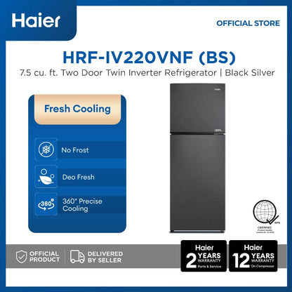 Haier HRF-IVF220VNF Fresh Cooling No Frost Twin Inverter Two Door Refrigerator (7.5 cu.ft./211L)