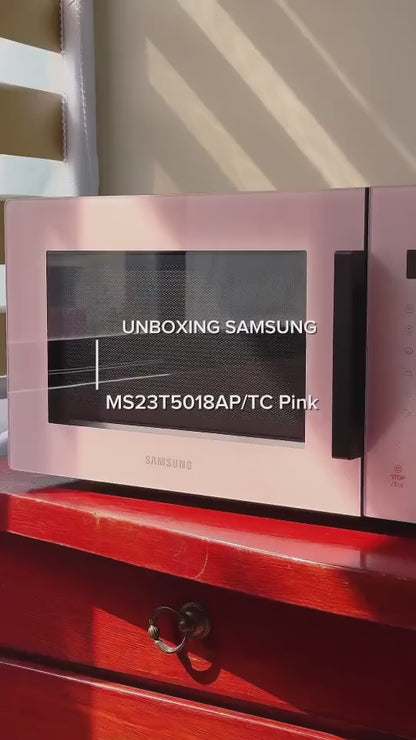 Samsung 23L Bespoke Solo Microwave with Ceramic Inside Clean Pink MS23T5018AP/TC
