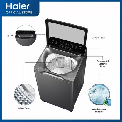 Haier HWM100-B1678B 10.0 Kg Silent Wash Fully Automatic Inverter Top Load Washing Machine - New Model