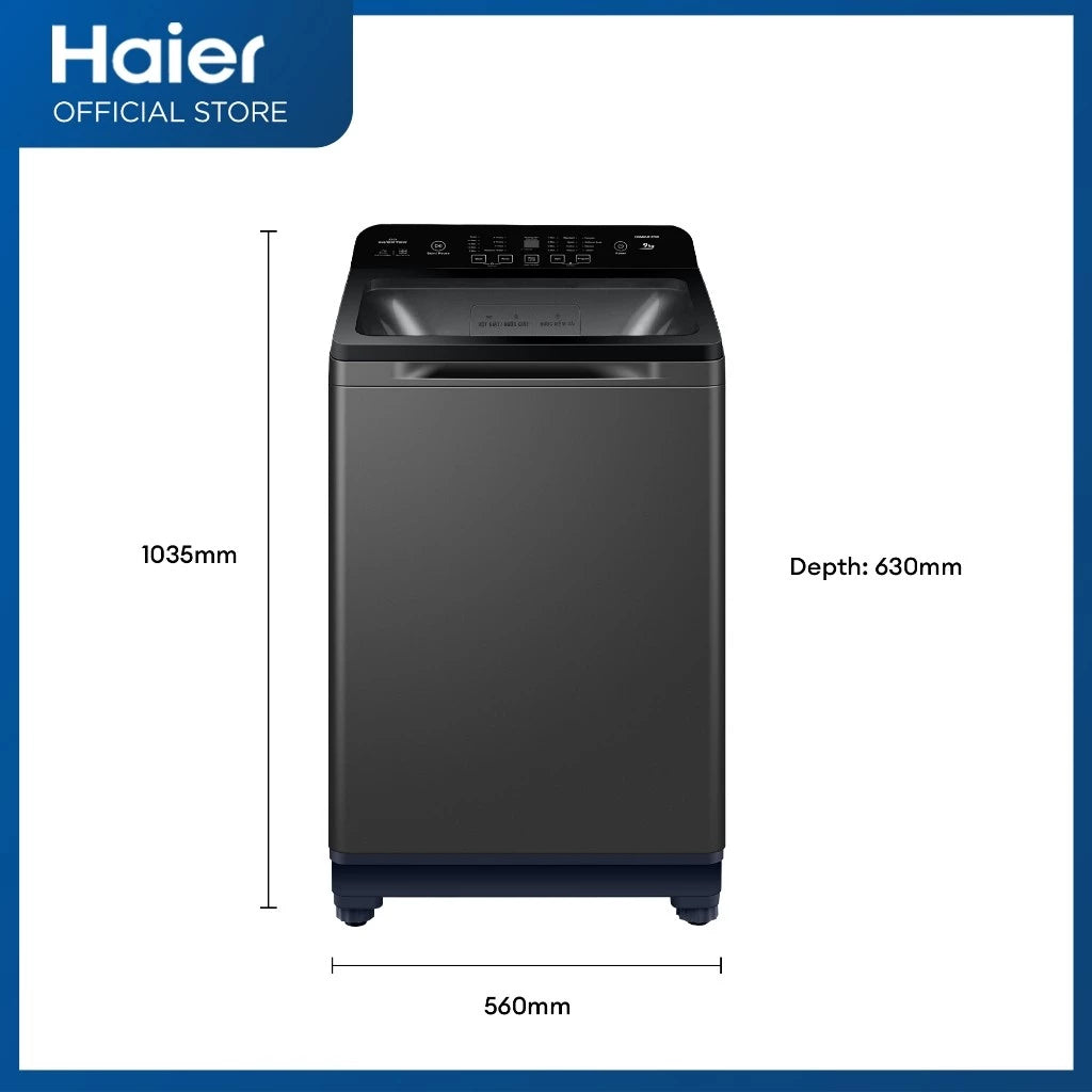 Haier HWM100-B1678B 10.0 Kg Silent Wash Fully Automatic Inverter Top Load Washing Machine - New Model